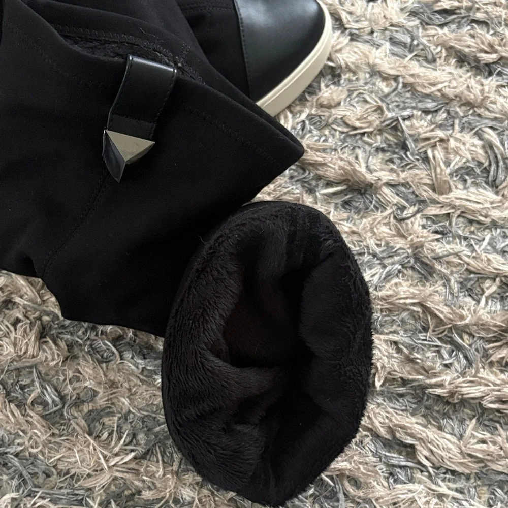 Black Over-the-Knee Hidden Wedge Sneaker Boots - Women, Size 6